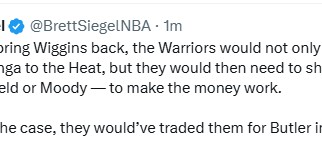 真是多此一举！名记Brett Siegel点评勇士追求旧将维金斯